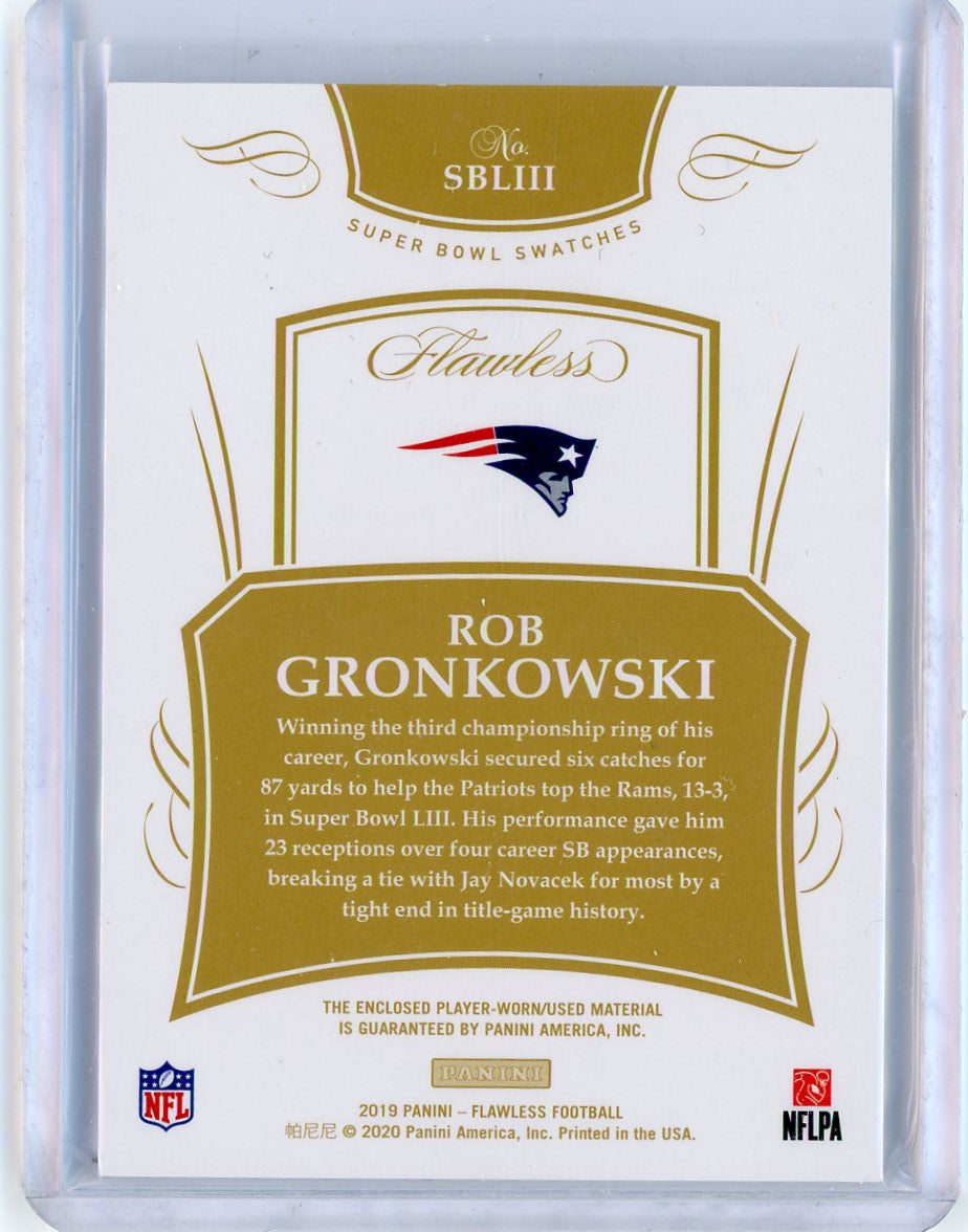 2019 Panini Flawless #SBLIII Rob Gronkowski Super Bowl Swatches /20 Patriots