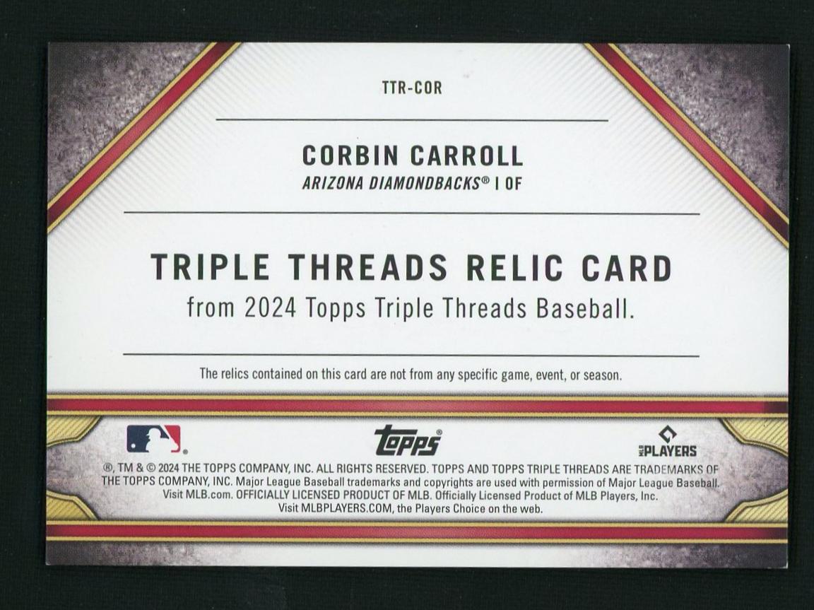 2024 Topps Triple Threads Corbin Carroll #TTR-COR Relic /18