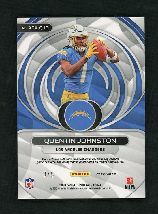 2023 Panini Spectra Aspiring Psychedelic Quentin Johnston #APA-QJO RC RPA /5