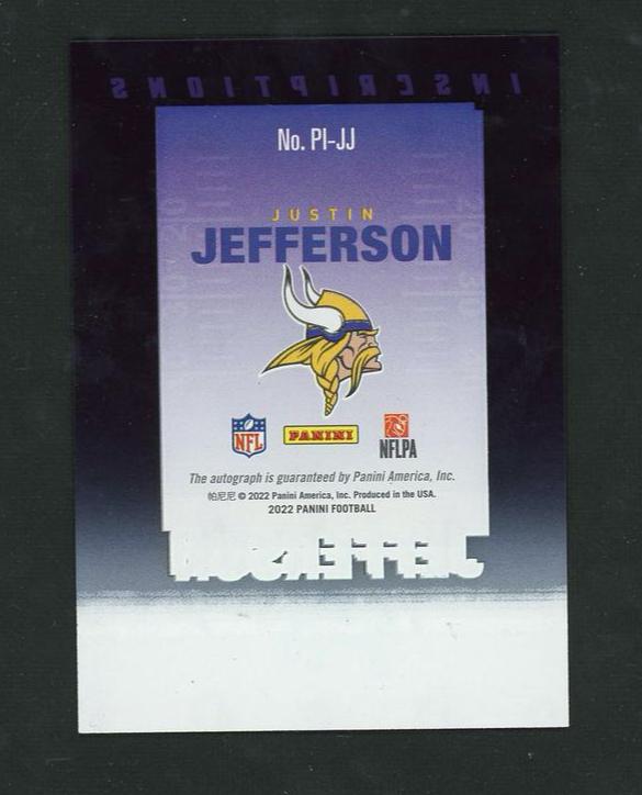 2022 Panini Pinnacle Inscriptions Justin Jefferson #PI-JJ Auto