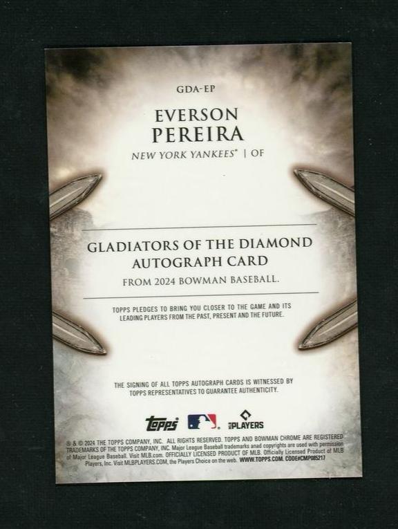 2024 Bowman Chrome Gladiators Everson Pereira #GDA-EP RC Auto