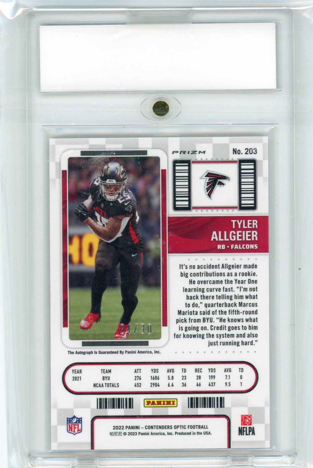 2022 Panini Contenders Optic Green Pulsar Rookie Tyler Allgeier /30