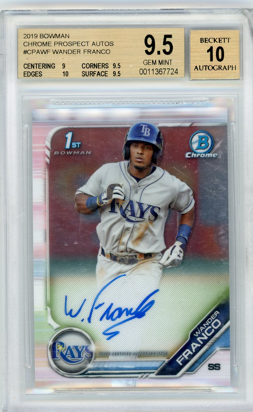 2019 Bowman Chrome Prospect Autograph Wander Franco #CPAWF BGS 9.5