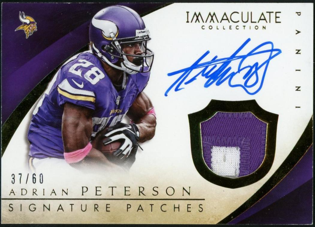 2015 Panini Immaculate AP Adrian Peterson Signature Patches /60 Minnesota Vikings Auto