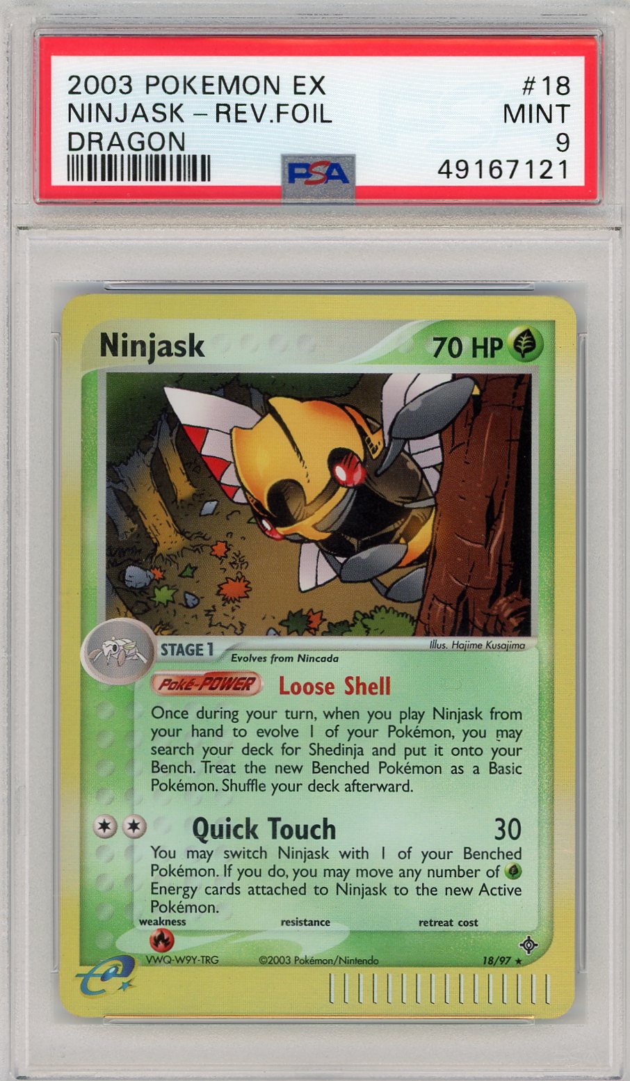 2003 Pokémon EX Ninjask Dragon #18 Reverse Foil PSA 9