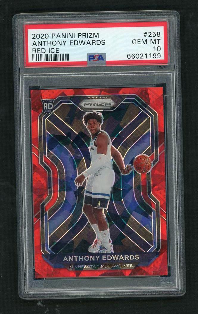 2020 Panini Prizm Red Ice Anthony Edwards #258 RC PSA 10