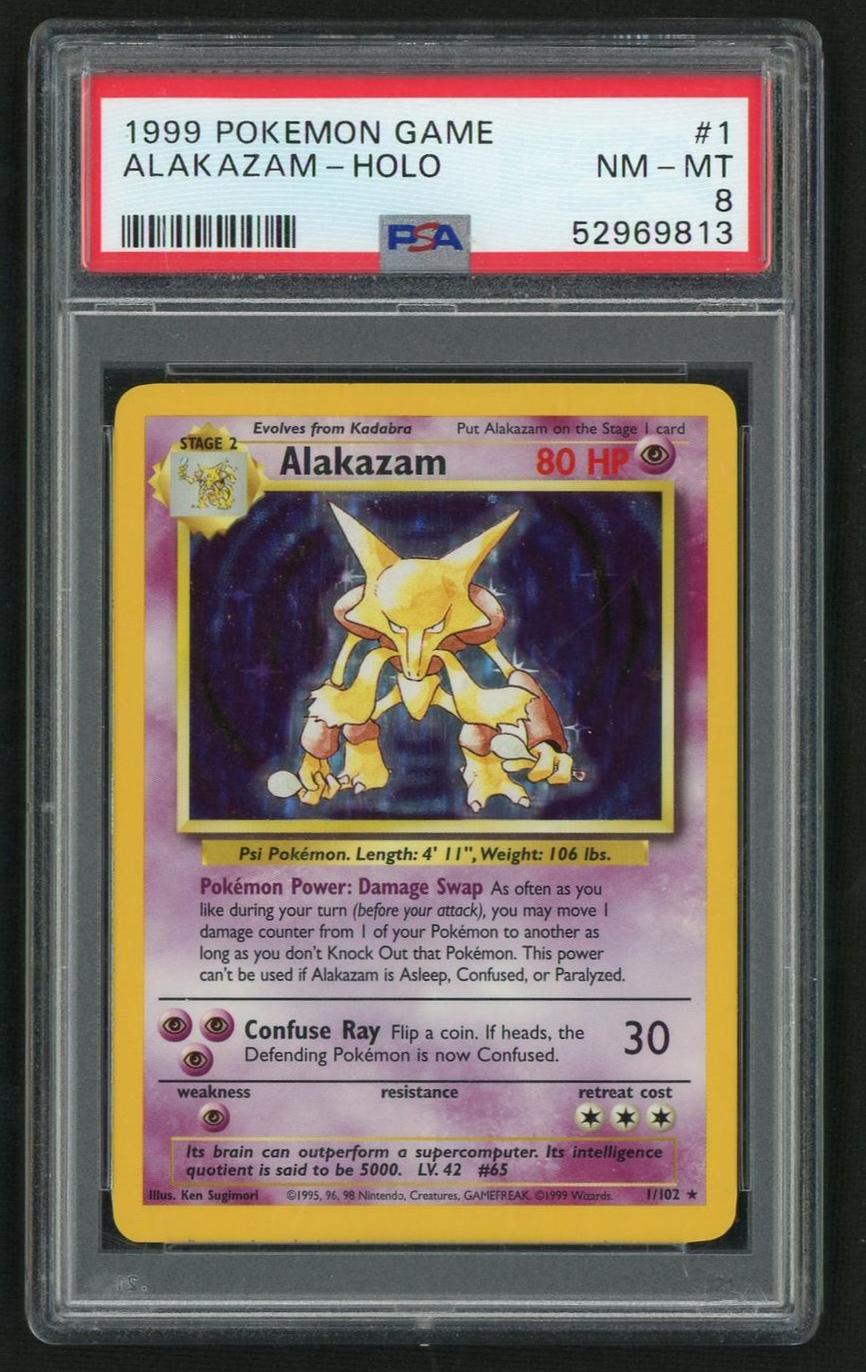 1999 Pokemon Base Set #1 Alakazam PSA 8