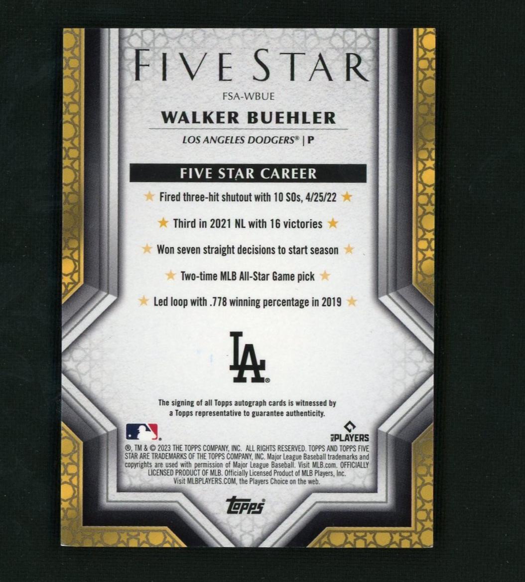 2023 Topps Five Star Walker Buehler #FSA-WBUE Auto