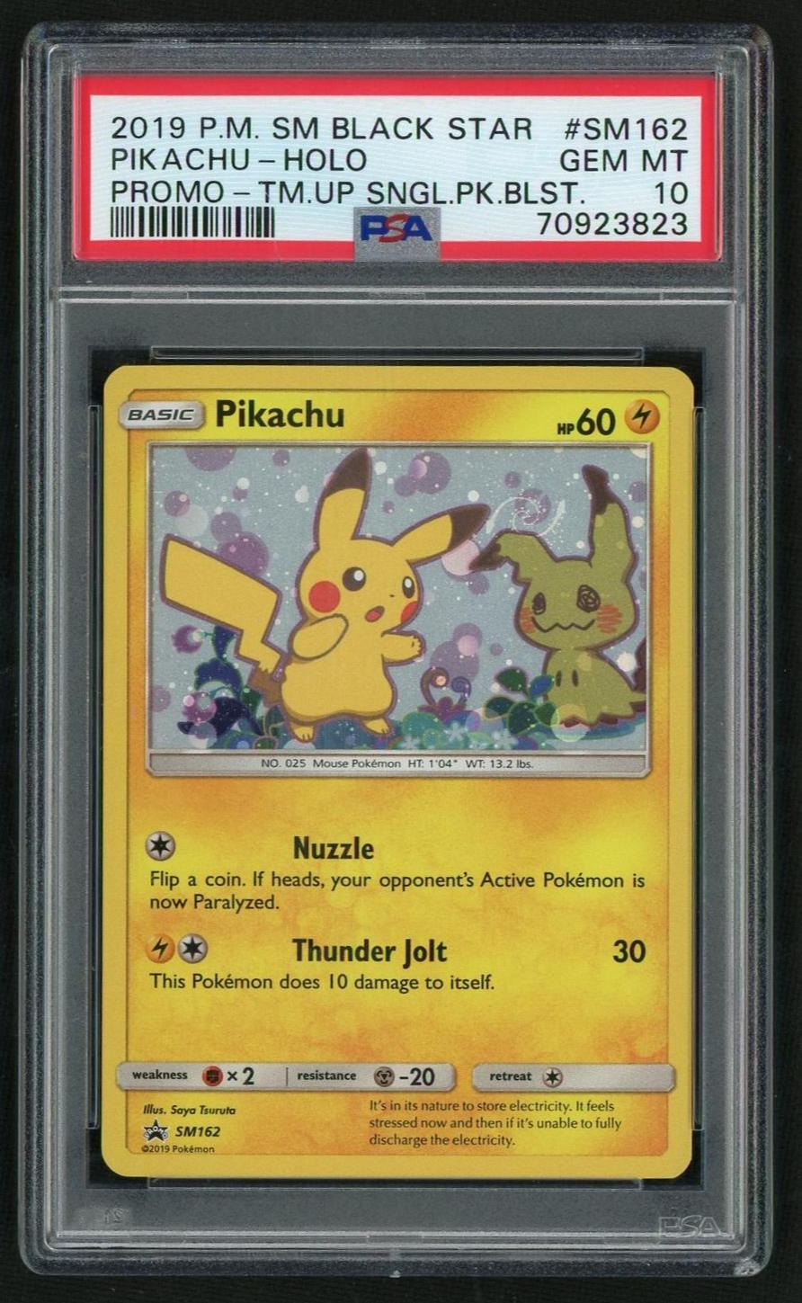 2019 Pokemon Sun and Moon Black Star Promos #SM162 Pikachu PSA 10