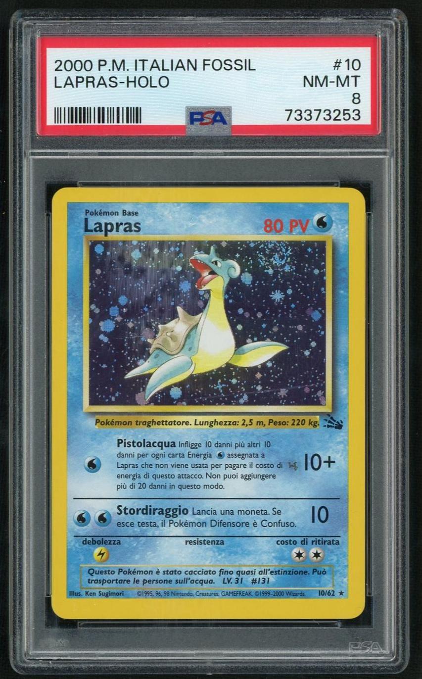 2000 Pokemon Italian Fossil #10 Lapras-Holo PSA 8