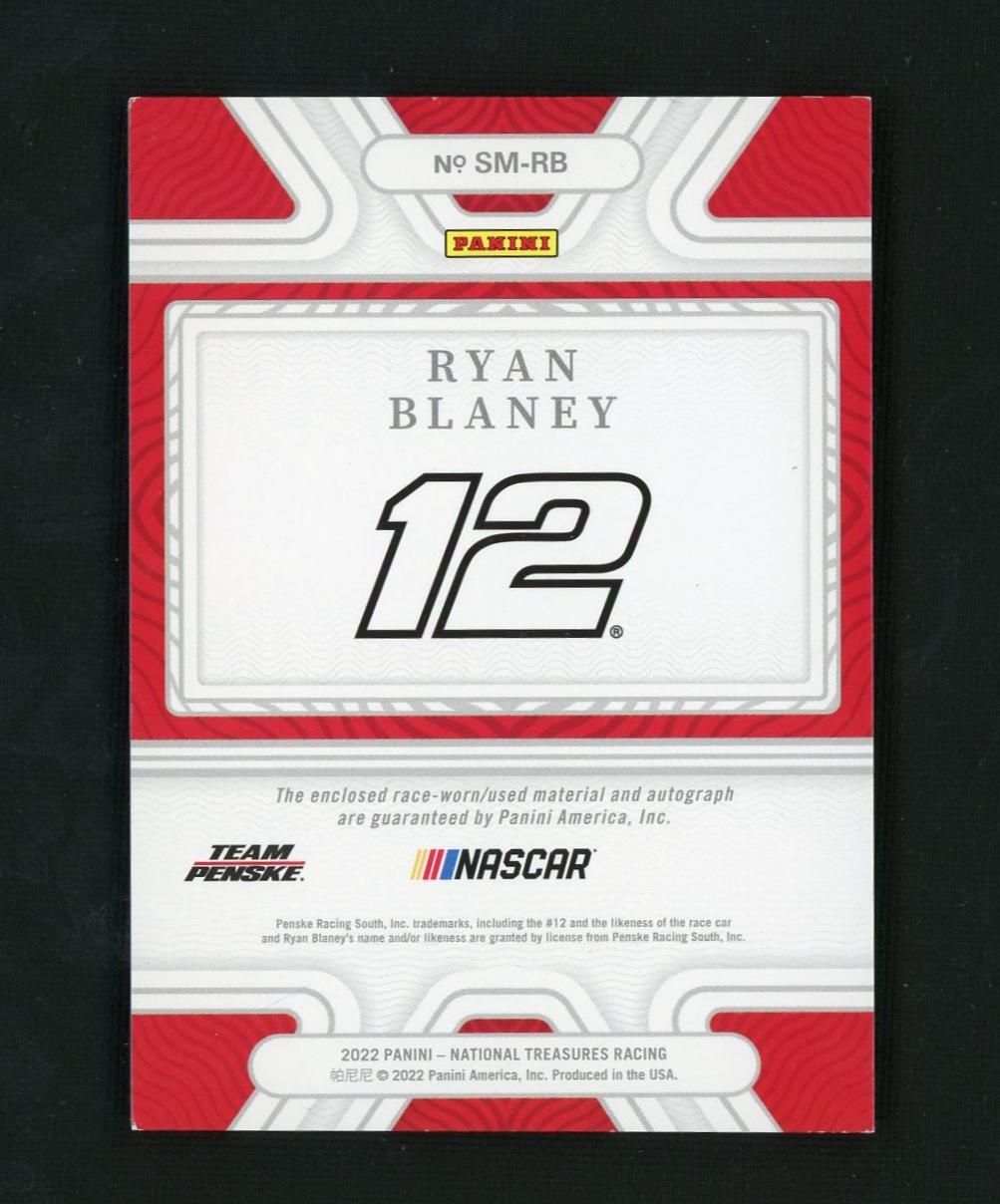 2022 Panini National Treasures SM-RB Ryan Blaney Sheet Metal Signatures /10 Team Penske Auto
