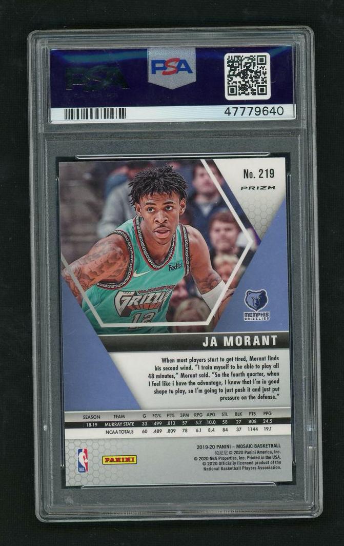 2019 Panini Mosaic Reactive Blue Ja Morant #219 RC PSA 10