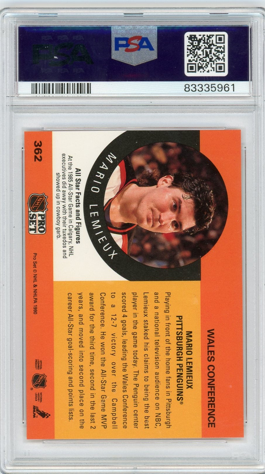 1990 Pro Set #362 Mario Lemieux PSA 10