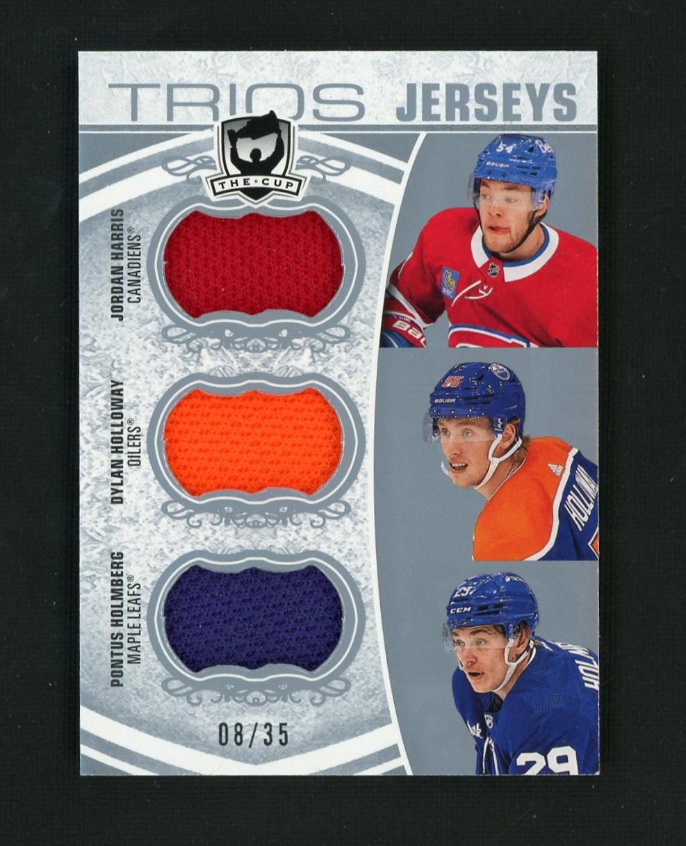 2022 Upper Deck The Cup C3-HHH Jordan Harris Dylan Holloway Pontus Holmberg Trios Jerseys /35 Canadiens Oilers Maple Leafs