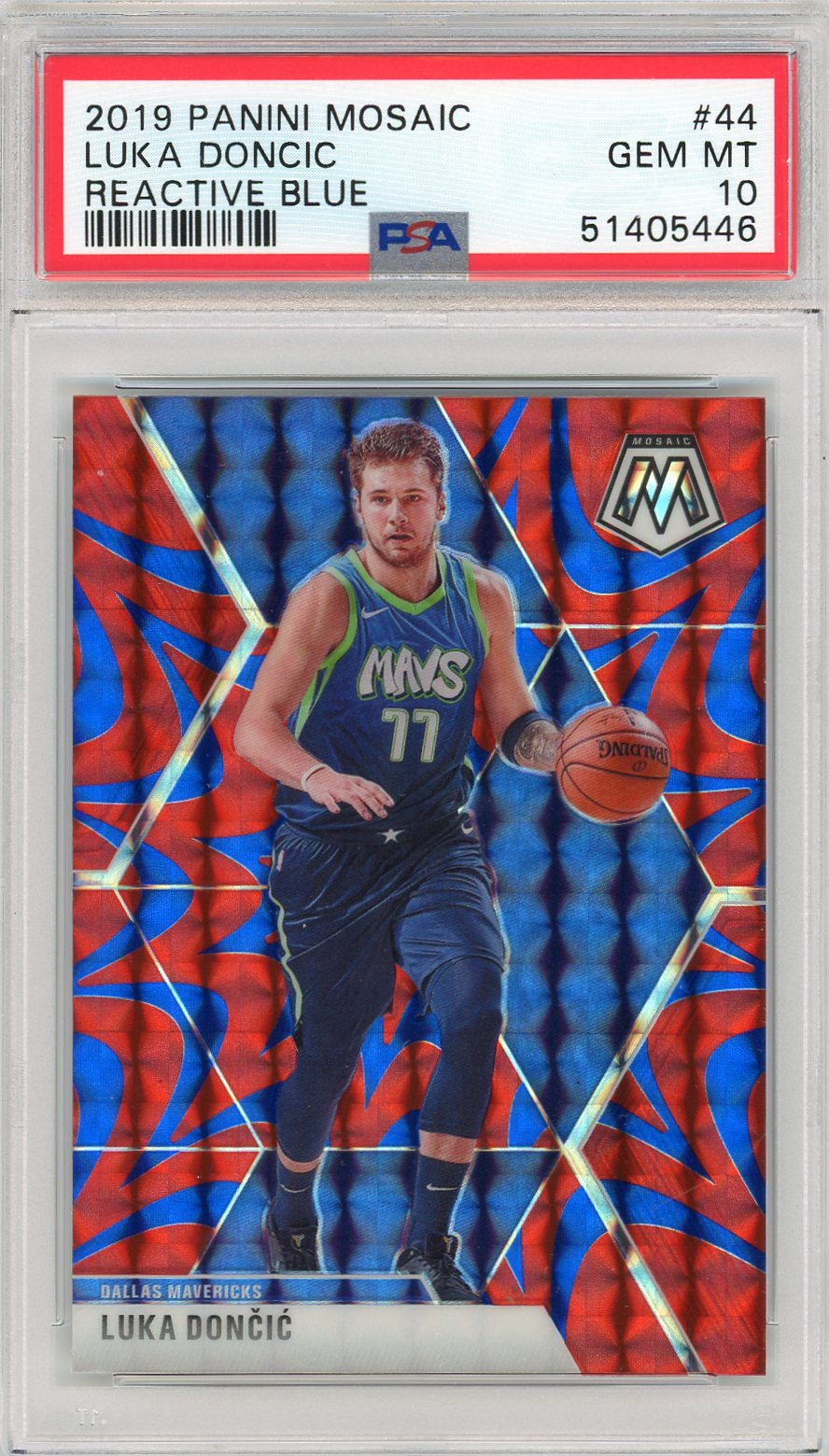 2019 Panini Mosaic #44 Luka Doncic Blue Reactive Mosaic PSA 10