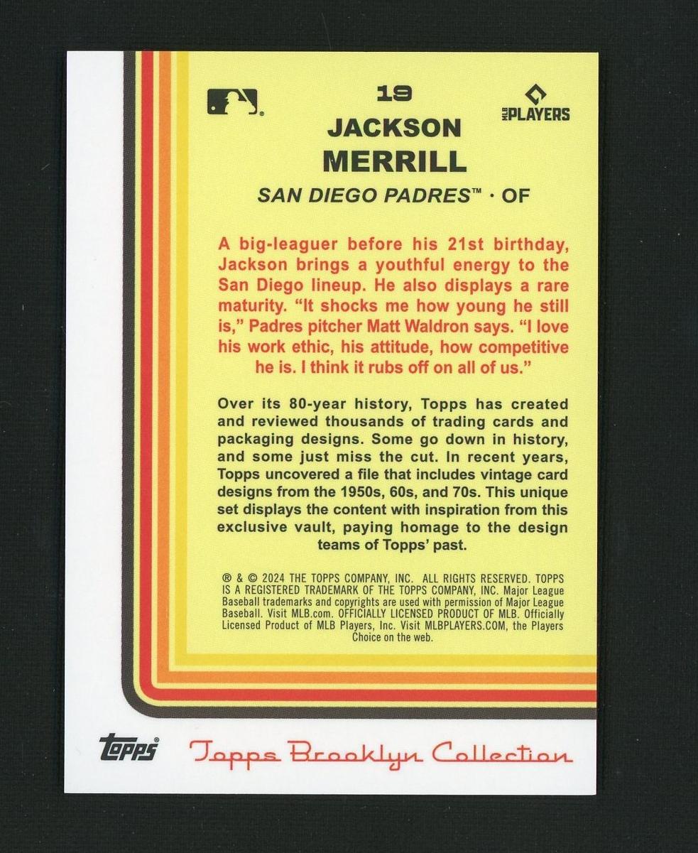 2024 Topps Brooklyn Collection Jackson Merrill #19 RC /75