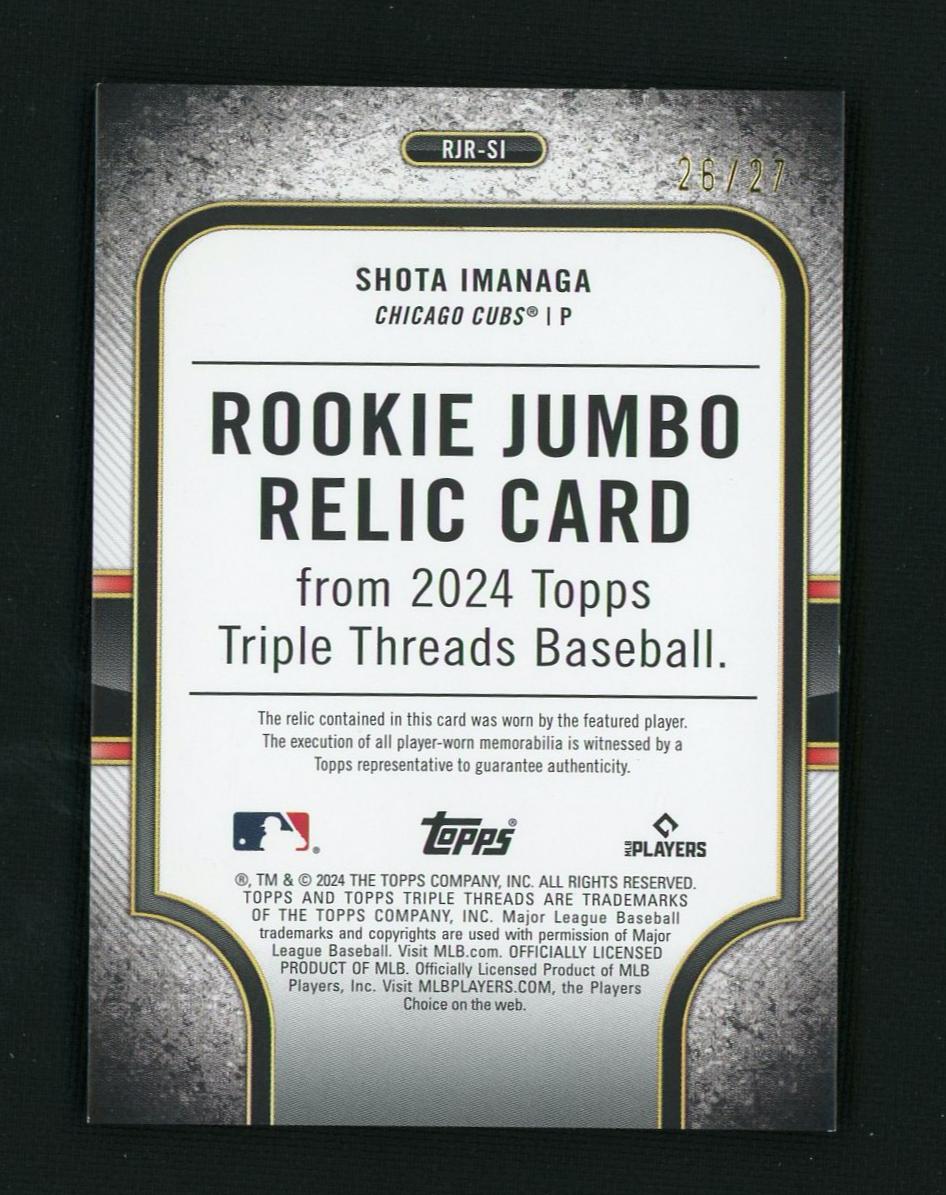 2024 Topps Triple Threads Shota Imanaga #RJR-SI RC Patch /27