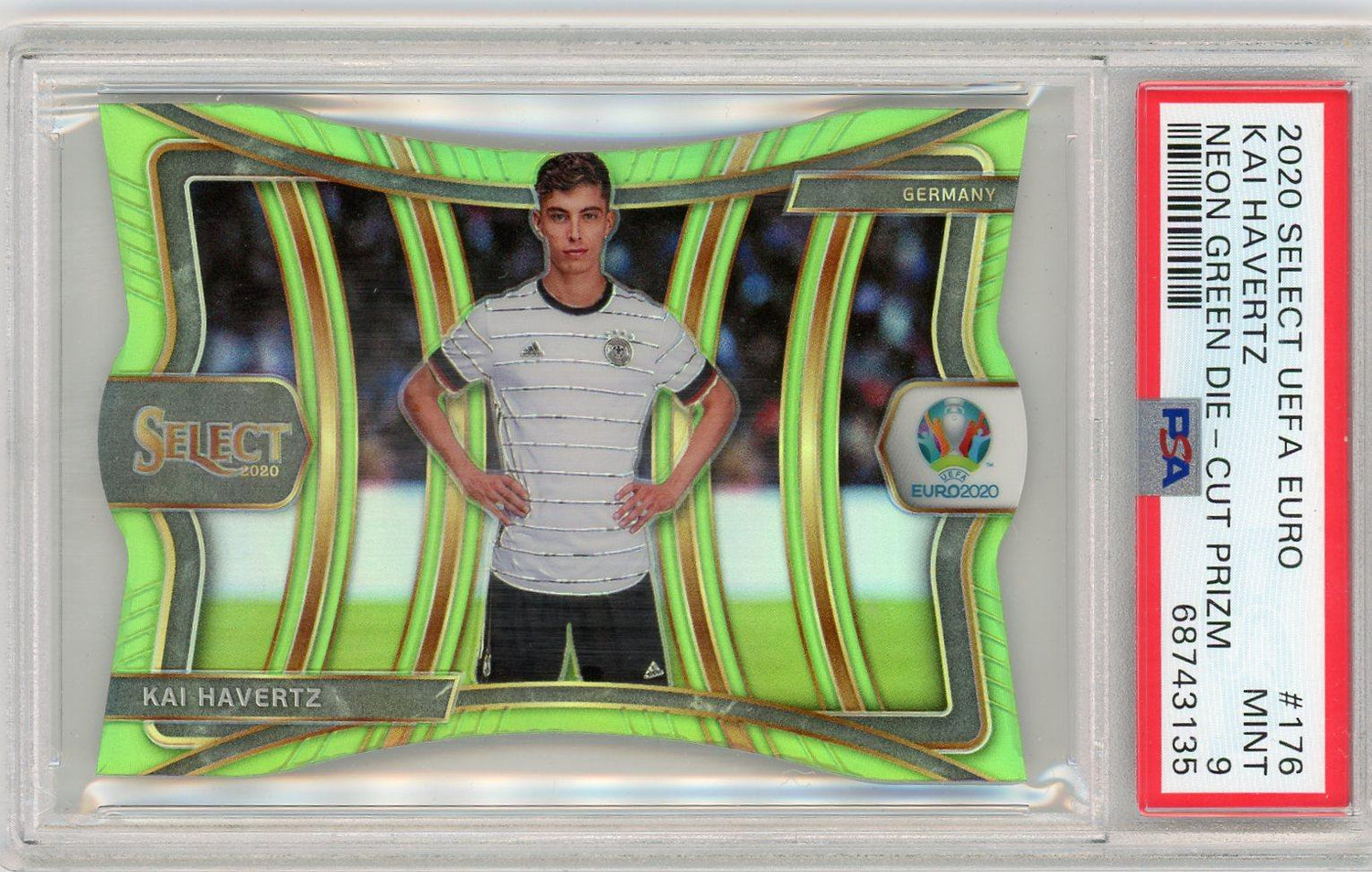 2020 Panini Select UEFA Euro #176 Kai Havertz Neon Green Die Cut Prizm /149 PSA 9