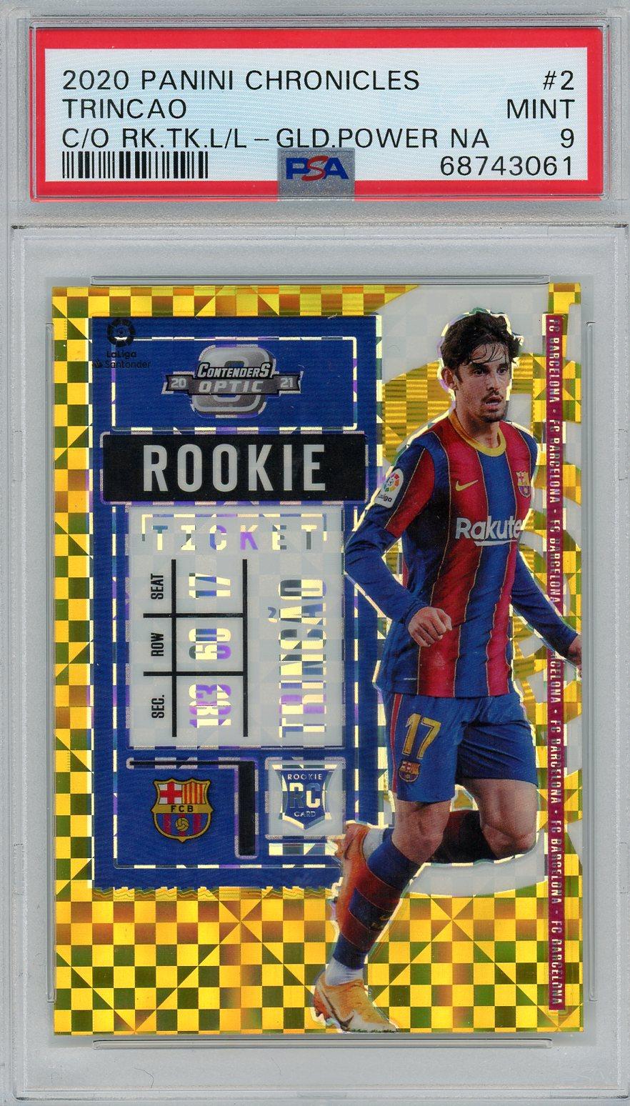 2020 Panini Chronicles Contenders Optic Rookie Ticket La Liga #2 Trincao Gold Power Na PSA 9