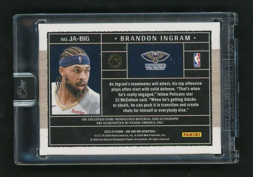 2022 Panini One and One JA-BIG Brandon Ingram /25 New Orleans Pelicans Auto