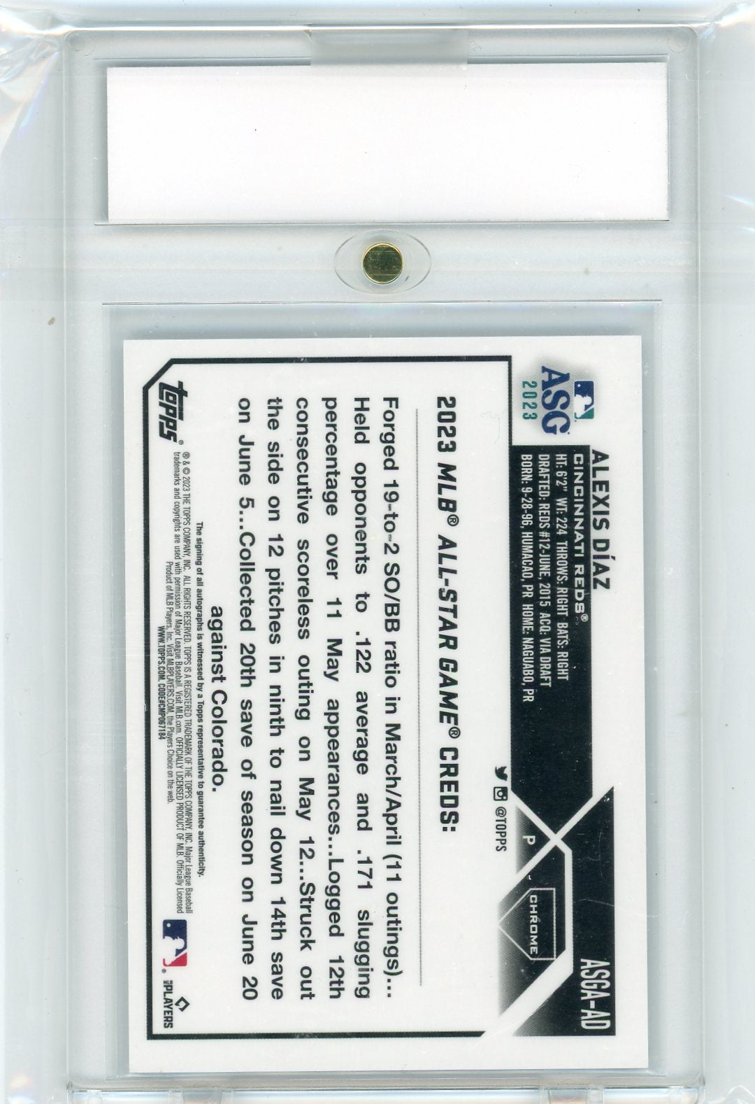 2023 Topps Chrome ASG Aqua Alexis Diaz #ASGA-AD Auto