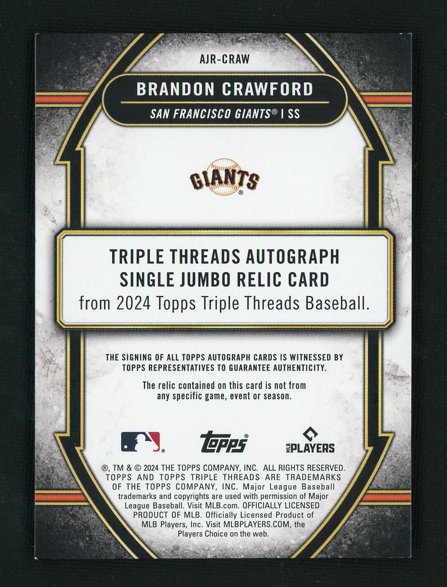 2024 Topps Triple Threads Green Brandon Crawford #AJR-CRAW Auto /50