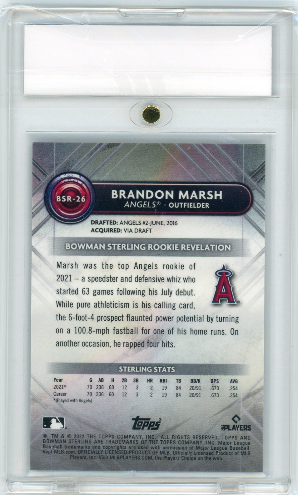 2022 Bowman Sterling Rookies Red Refractors Brandon Marsh #BSR26 /5