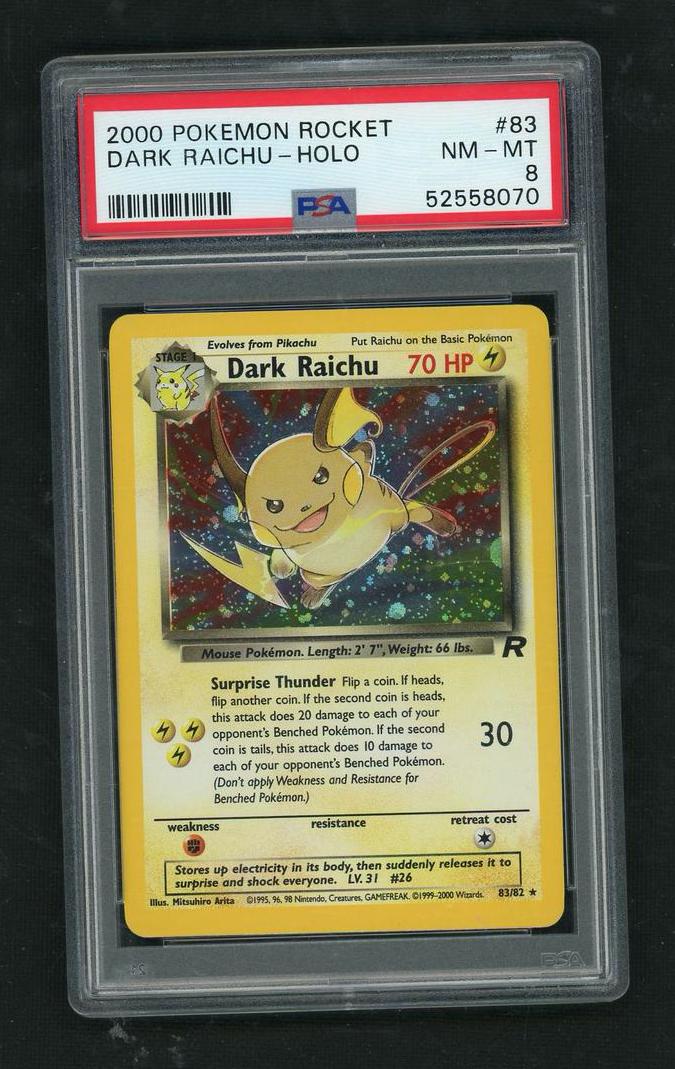 2000 Pokémon Rocket Dark Raichu #83 Holo PSA 8