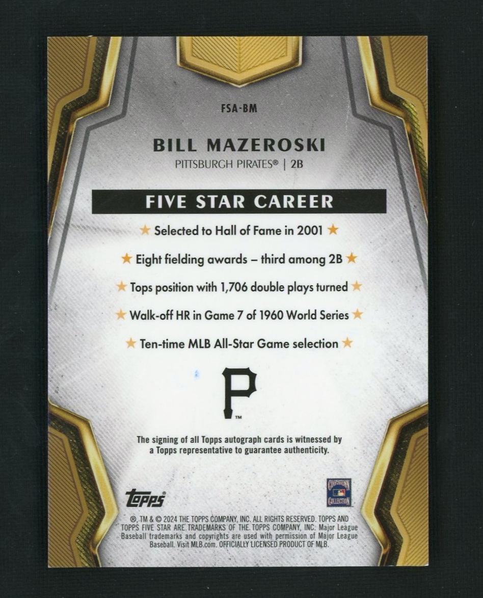 2024 Topps Five Star Bill Mazeroski #FSA-BM Auto /50