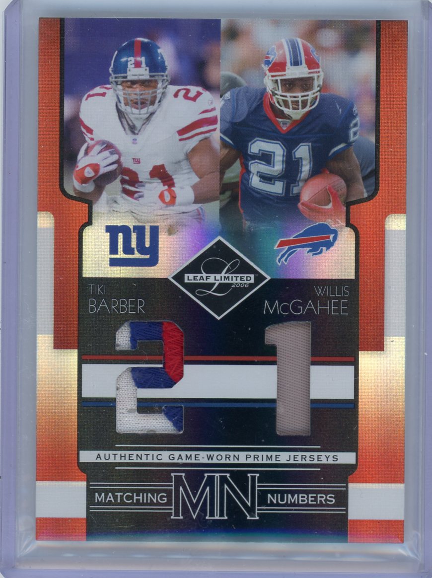 2006 Donruss Leaf Limited #M-15 Tiki Barber Willis McGahee /25 