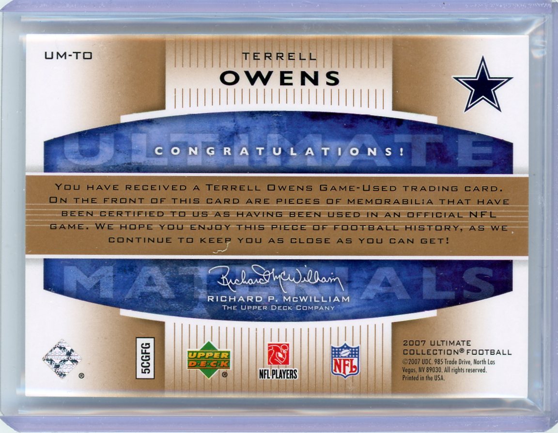 2007 Upper Deck Ultimate Collection #UM-TO Terrell Owens Patch /35