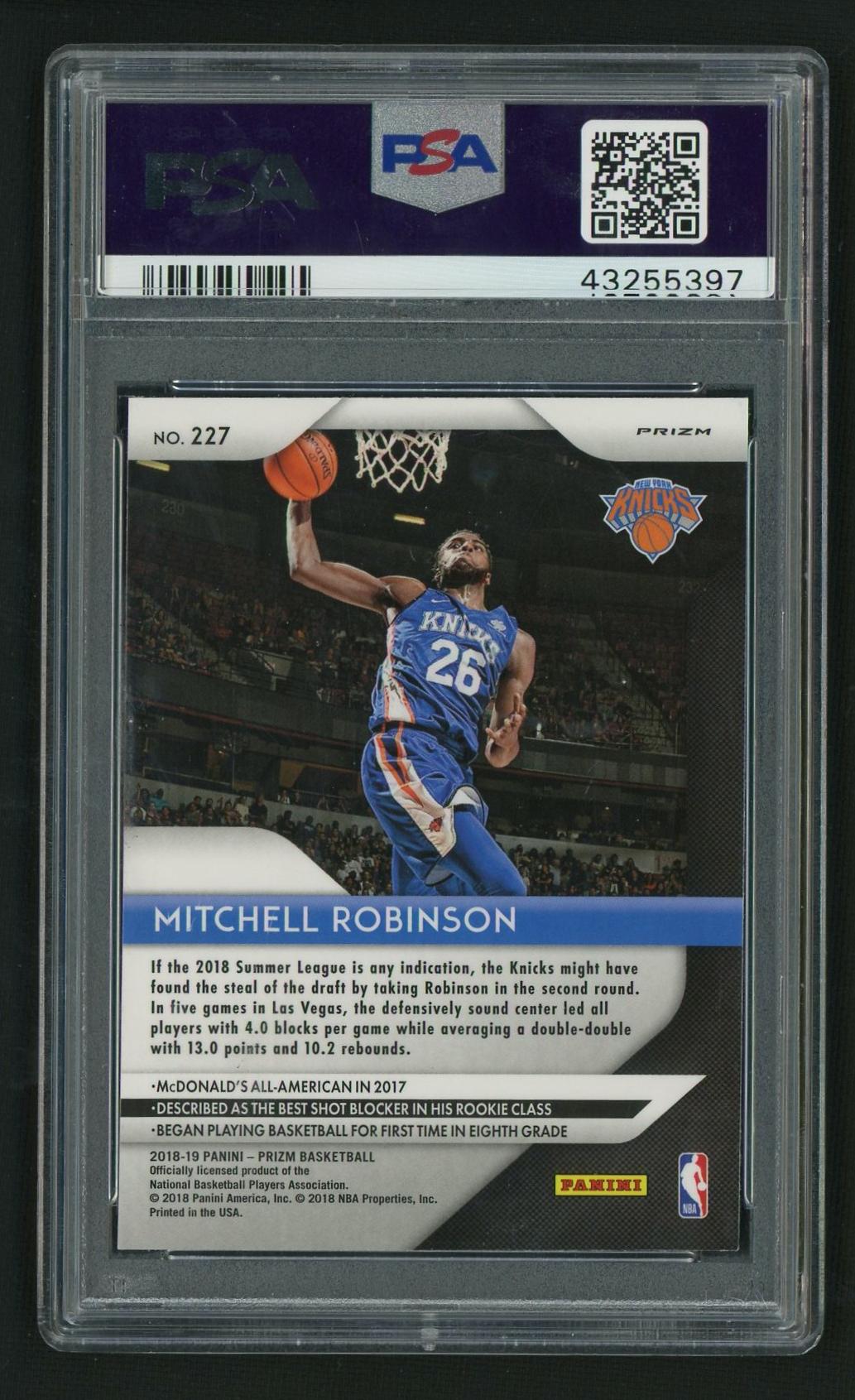 2018 Panini Prizm Silver Prizm Mitchell Robinson #227 RC PSA 10