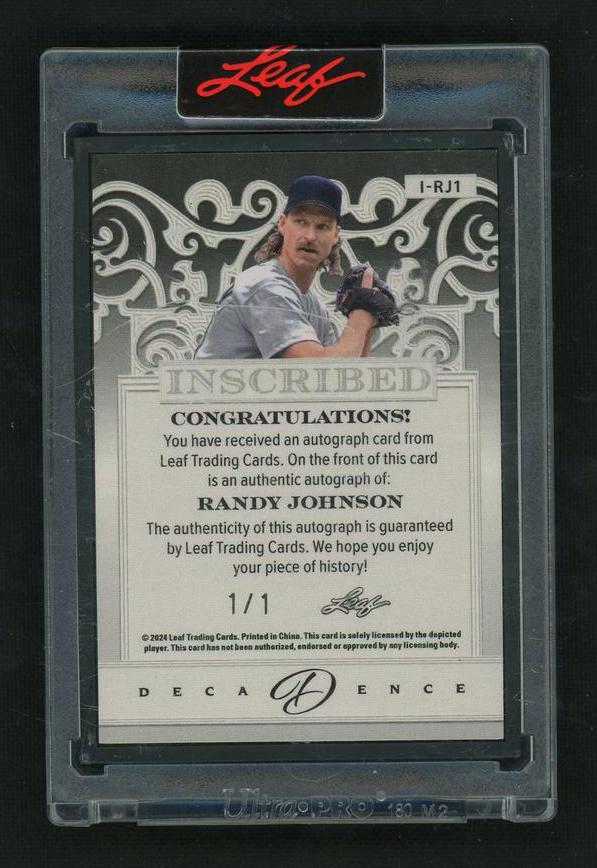 2017 Leaf Inscribed I-RJ1 Randy Johnson Decadence 1/1 Auto