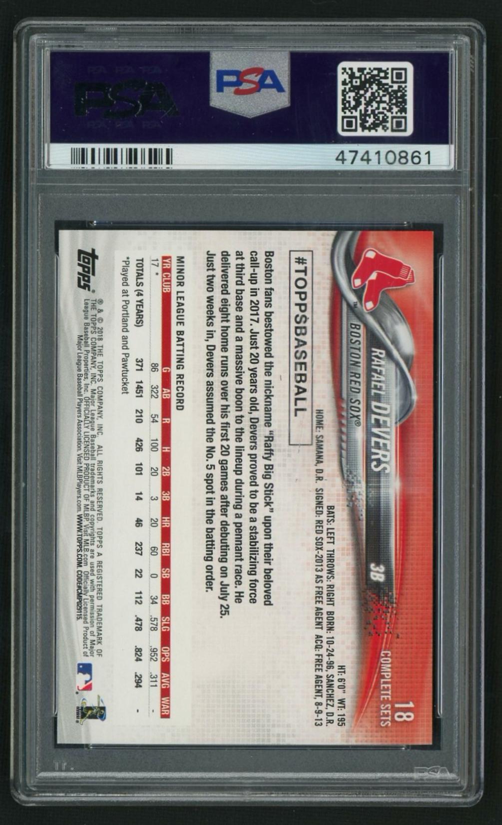 2018 Topps Retail Rafael Devers #18 RC PSA 10