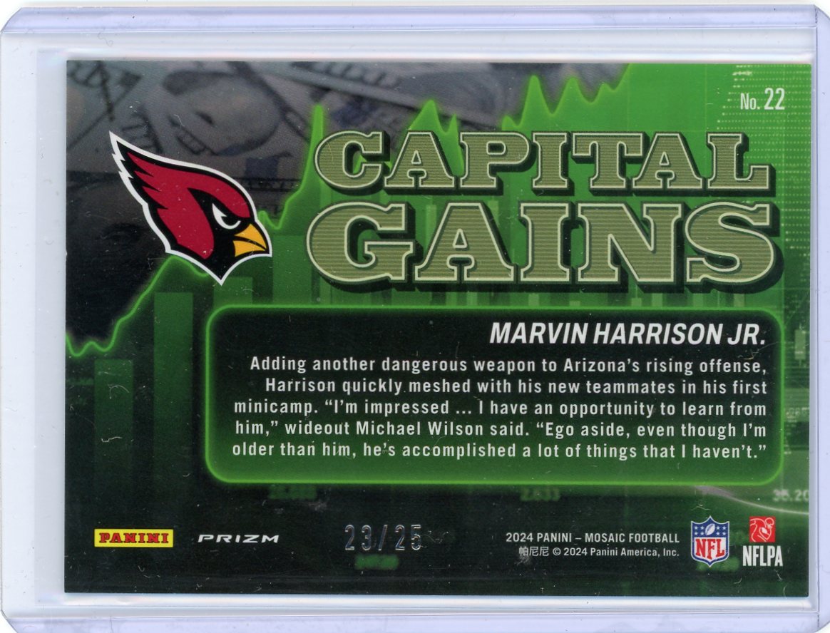 2024 Panini Prizm #22 Marvin Harrison Jr. Capital Gains Rookie /25 