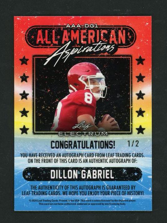 2024 Leaf Electrum All American Dillon Gabriel #AAA-DG1 Auto 1/2
