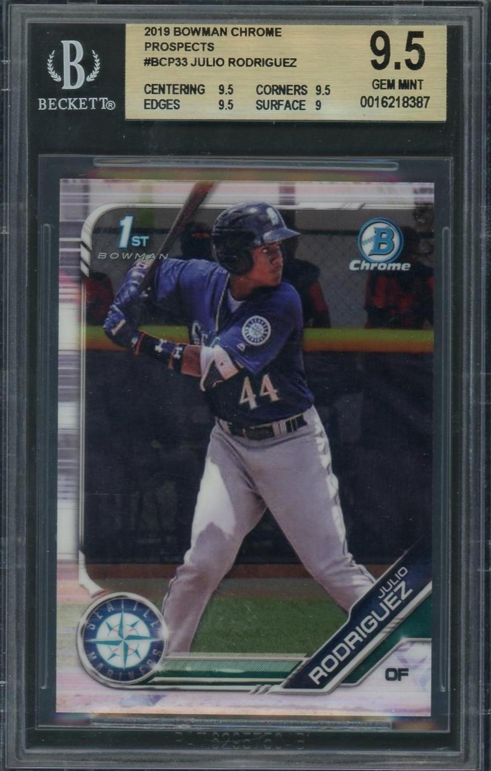 2019 Bowman Chrome #BCP33 Julio Rodriguez Prospects Beckett 9.5