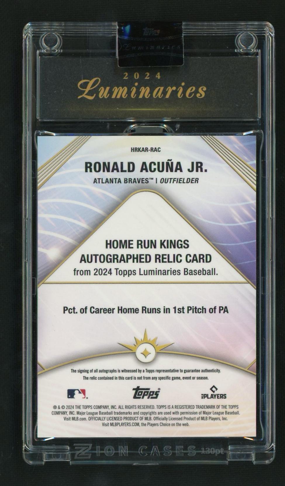 2024 Topps Luminaries HRKAR-RAC Ronald Acuña Jr. Home Run Kings /25 Atlanta Braves Auto