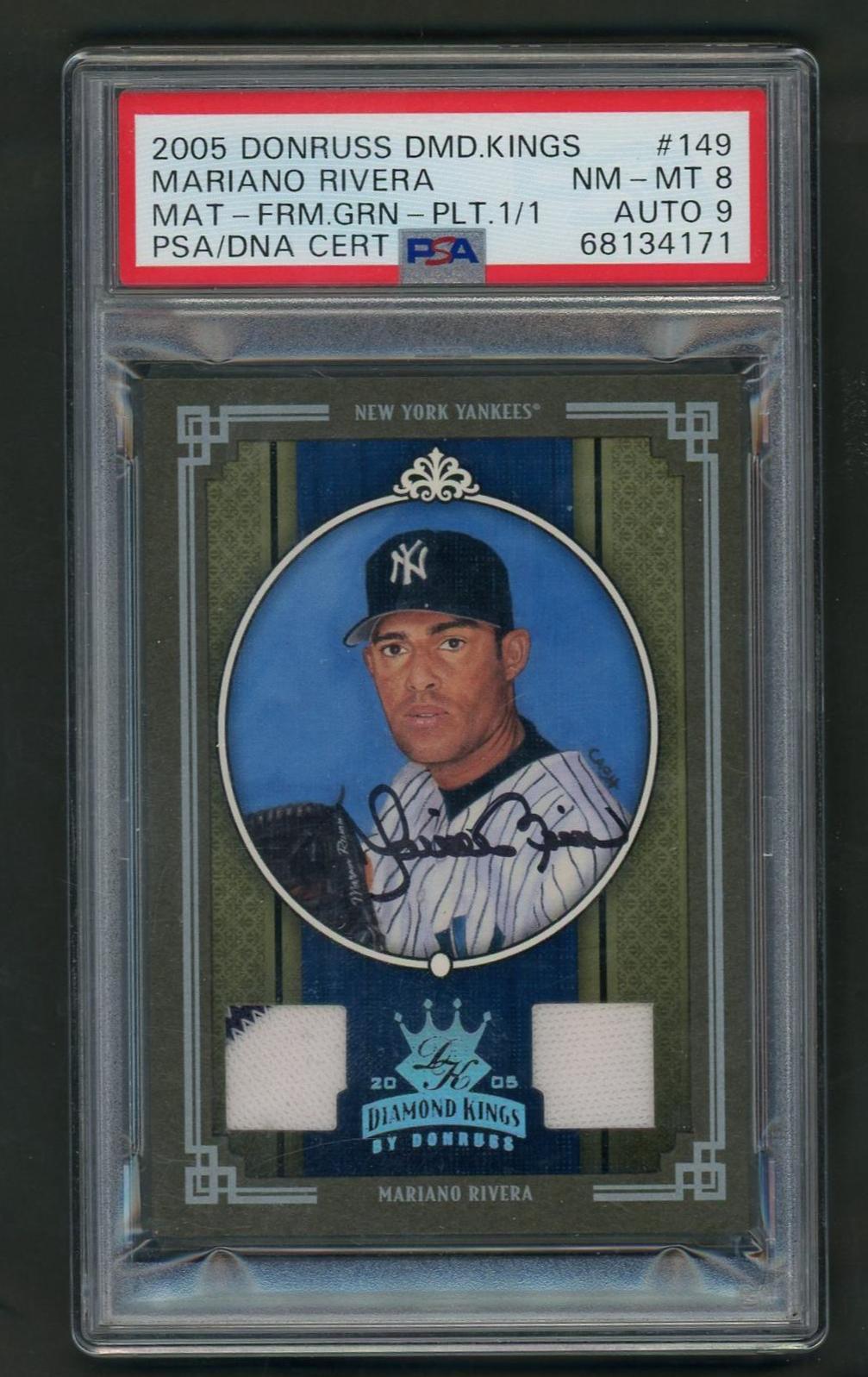 2005 Diamond Kings #149 Mariano Rivera Materials Framed Green Platinum /1 PSA 8