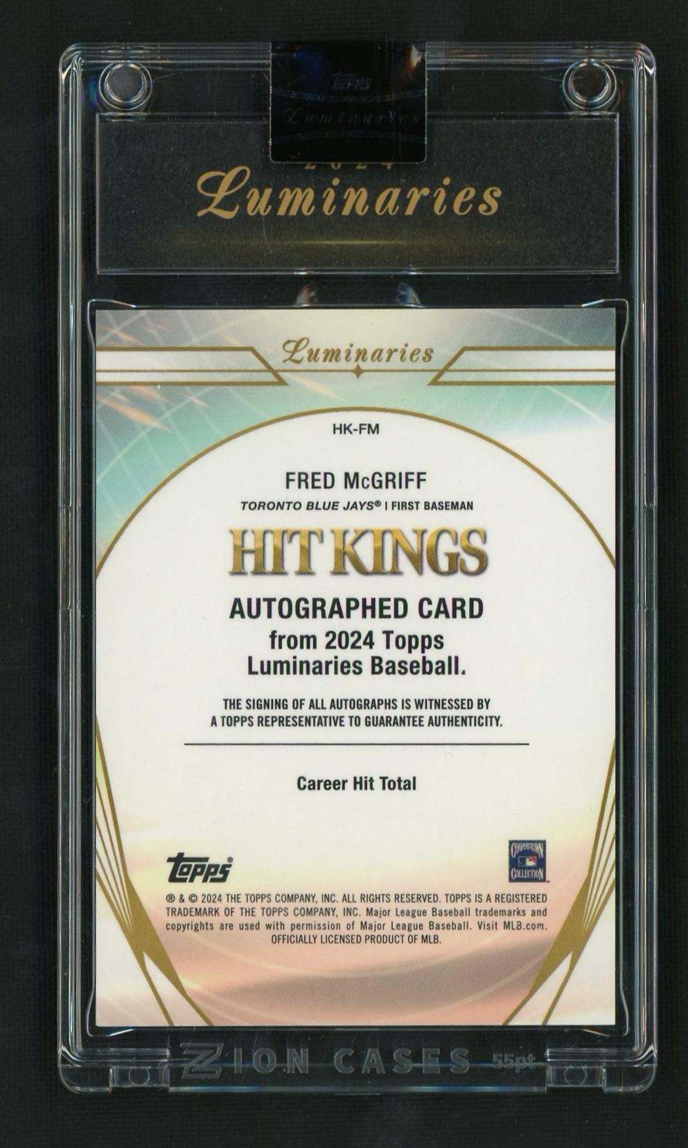 2024 Topps Luminaries HK-FM Fred McGriff Hit Kings /25 Toronto Blue Jays Auto