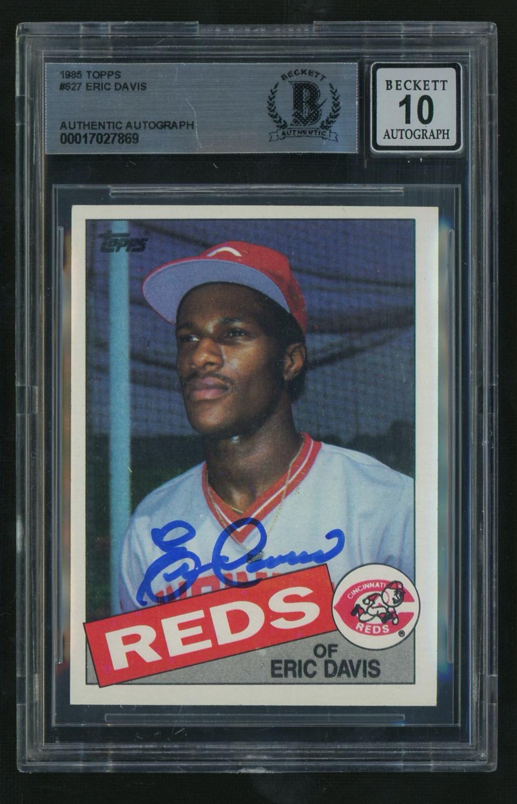 1985 Topps 627 Eric Davis Beckett 10 Autograph Cincinnati Reds