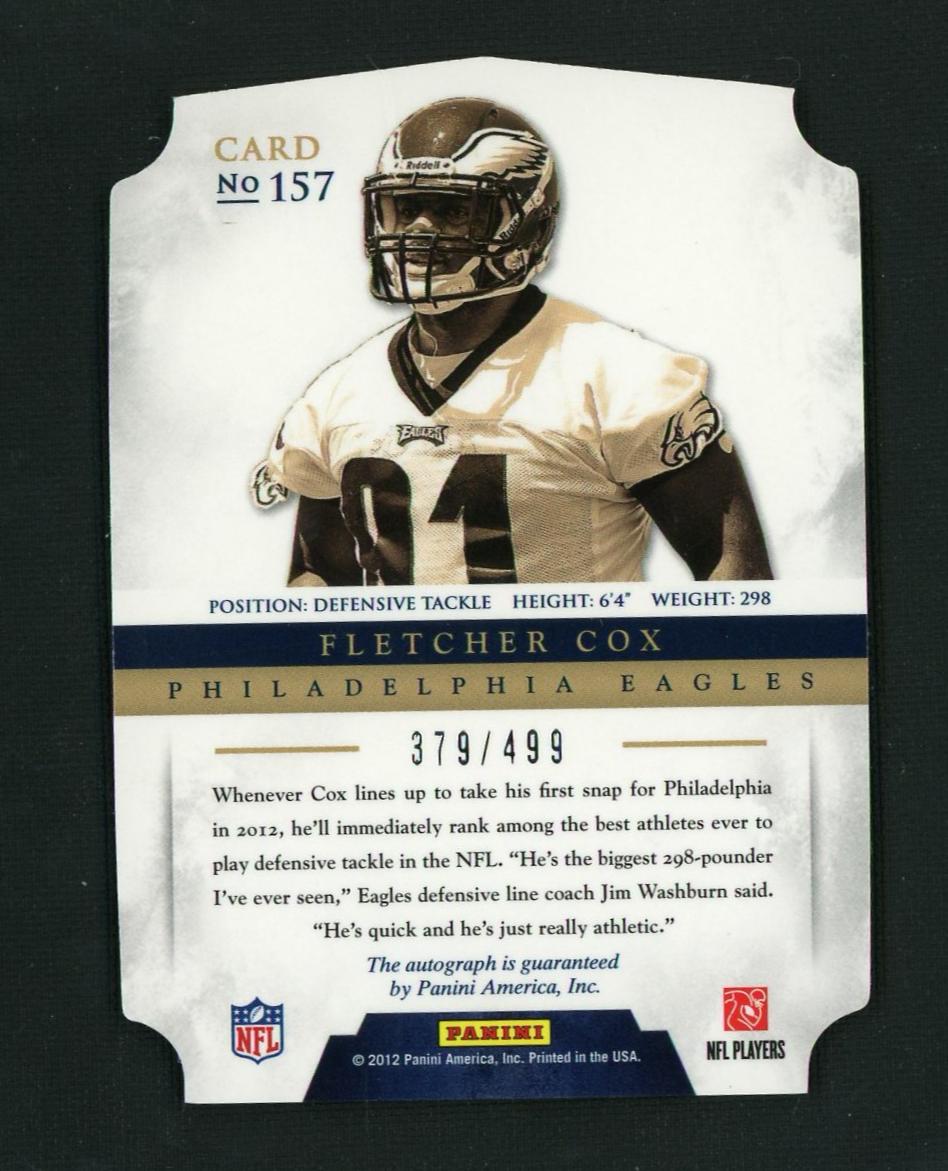 2012 Panini Prominence Fletcher Cox #157 RC Auto /499