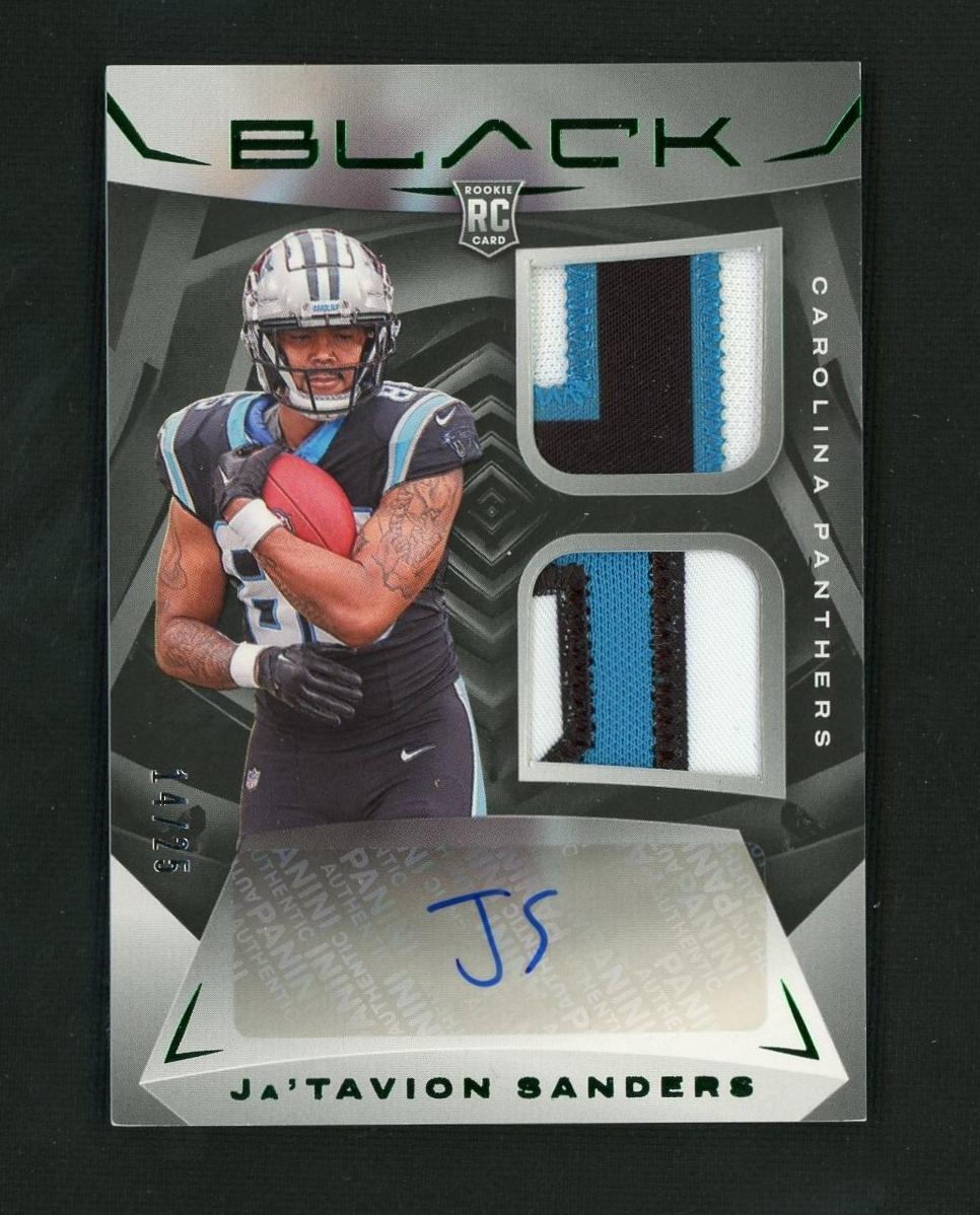 2023 Panini Black Ja'Tavion Sanders Rookie /75 Carolina Panthers Auto