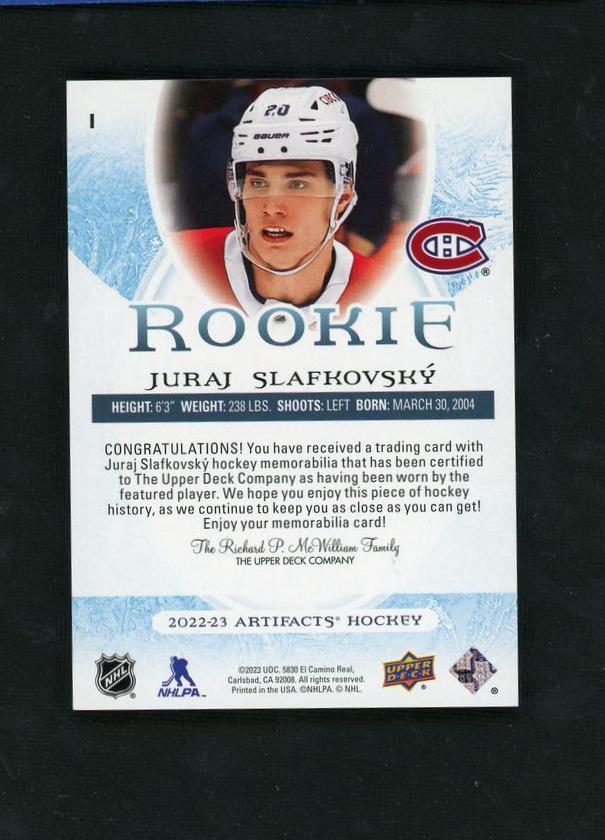 2022 Upper Deck Artifacts 73/99 Juraj Slafkovsky Rookie /99 Montreal Canadiens