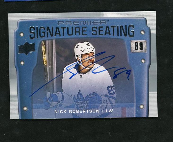 2022 Upper Deck Premier PSS-NR Nick Robertson Signature Seating 89 Toronto Maple Leafs Auto