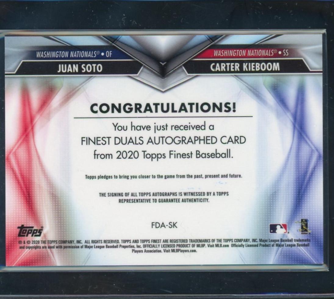 2020 Topps Finest Finest Duals Red Juan Soto/Carter Kieboom #FDA-SK Auto /5