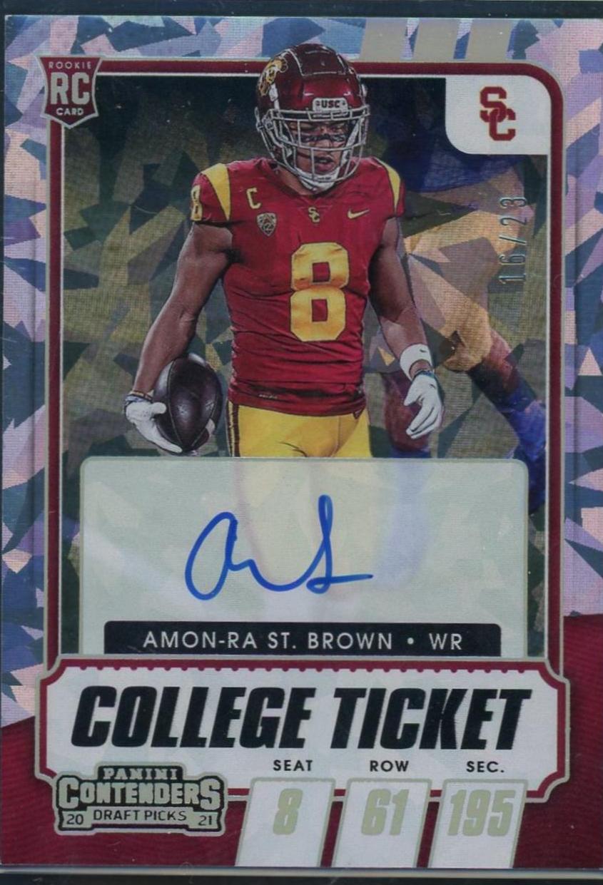 2021 Panini Contenders #118 Amon-Ra St. Brown Rookie Auto /23