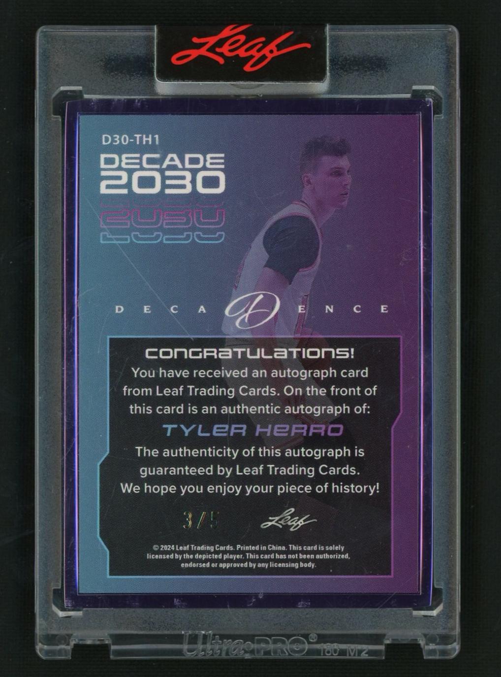 2024 Leaf Decade Tyger Herro #D30-TH1 Auto /5
