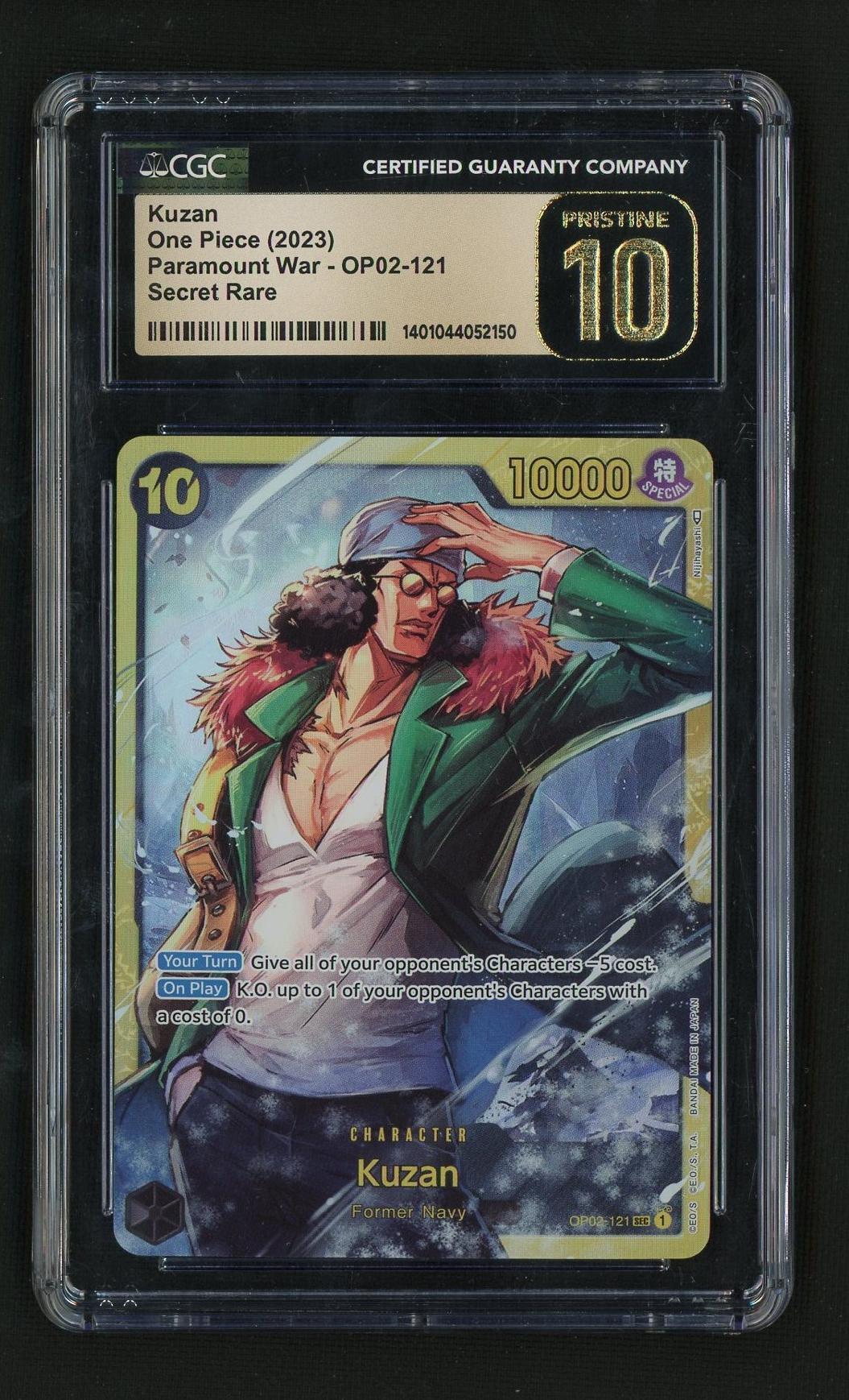 2023 Bandai One Piece Paramount War Secret Rare Kuzan #OP02-121 CGC Pristine 10