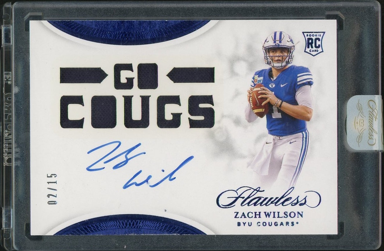 2021 Panini Flawless Collegiate Team Slogans Zach Wilson #FTS-ZW RC RPA /15